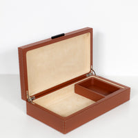 Boîte à bijoux rectangulaire en cuir - Marron