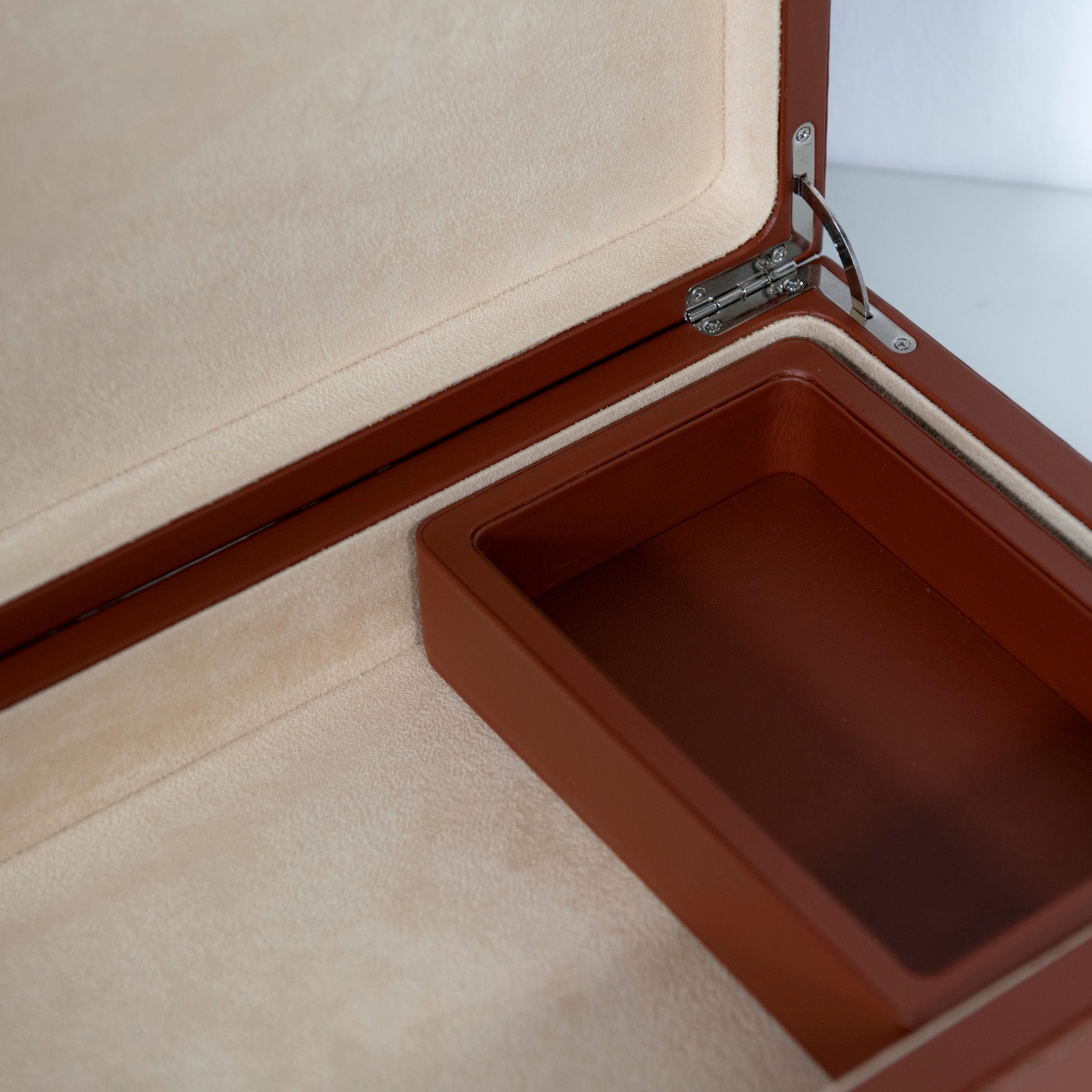 Boîte à bijoux rectangulaire en cuir - Marron