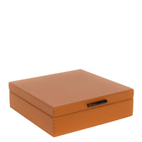 Boîte à bijoux rectangulaire en cuir - Camel
