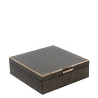 Boîte à bijoux carrée en bois à finition lustrée - Marron