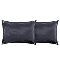 Set de housses d'oreillers en coton satiné à bordure - Gris Foncé
