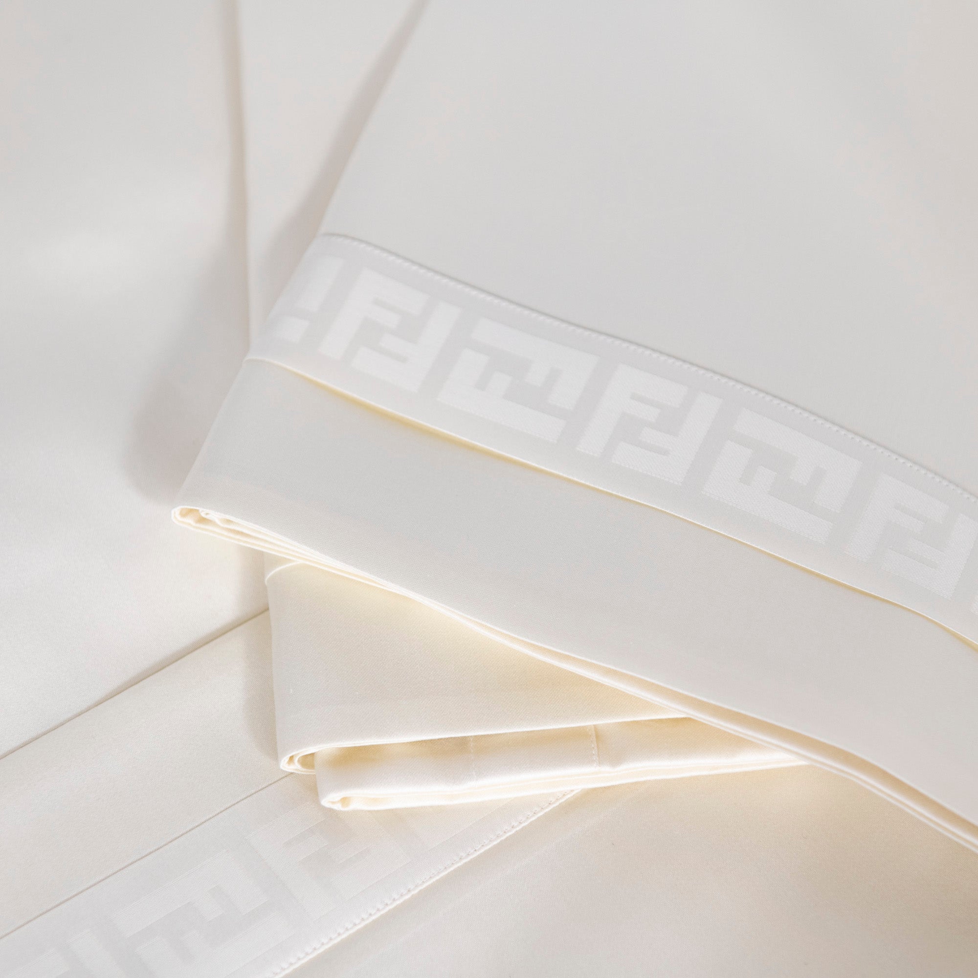 Parure de lit en coton à motif géométrique - Beige