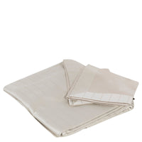 Parure de lit en coton à rayures - Beige Crème