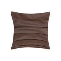 Coussin carré en cuir à logo découpé - Marron