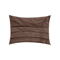 Coussin rectangulaire en cuir à surpiqûres - Marron