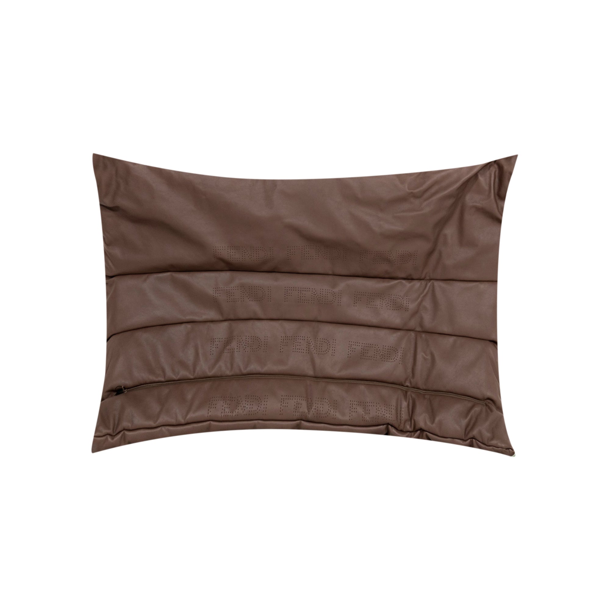 Coussin rectangulaire en cuir à surpiqûres - Marron