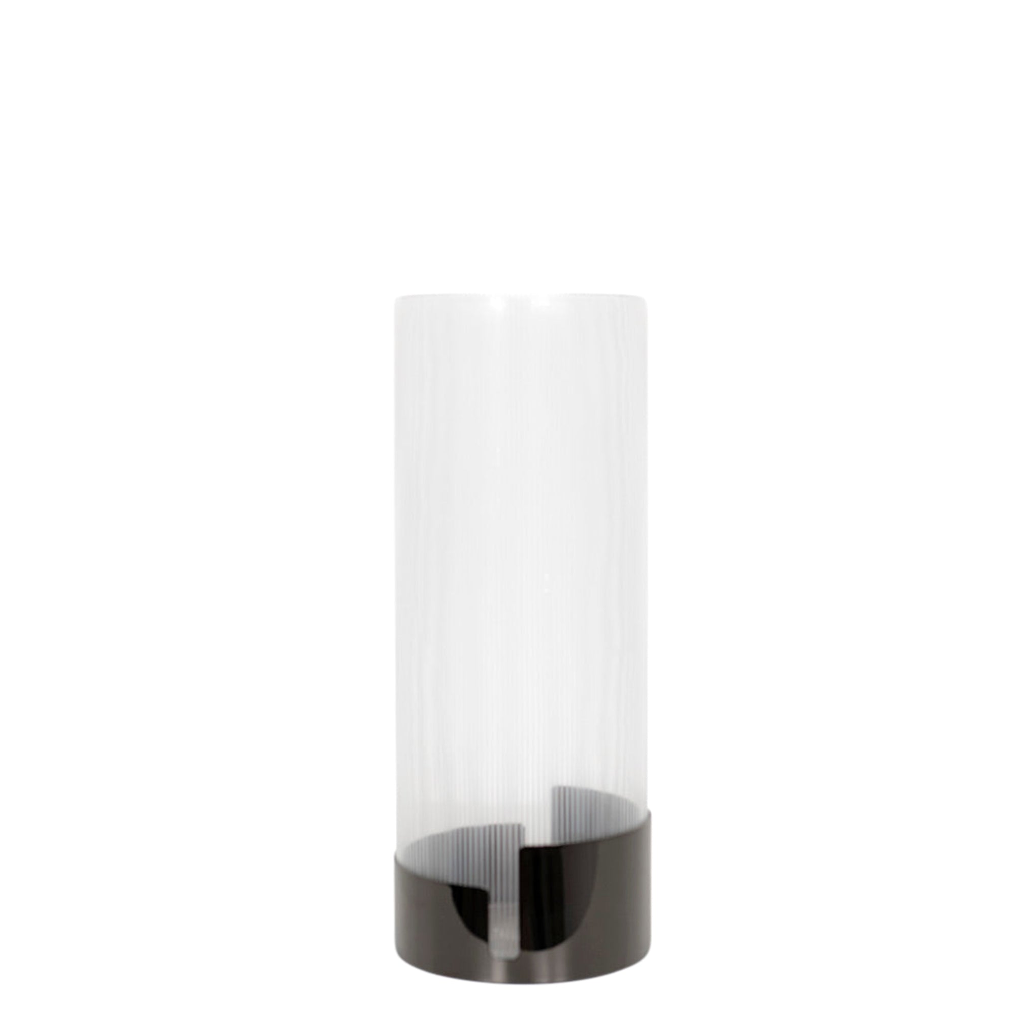 Vase cylindrique en cristal à bandes - Fumé