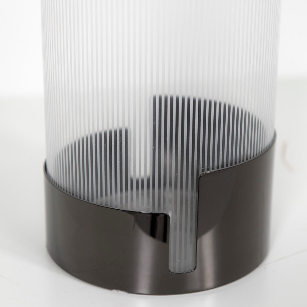 Vase cylindrique en cristal à bandes - Fumé