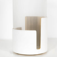 Vase en cuir et verre - Métal