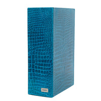 Vase rectangulaire croco plaque argent - Bleu Clair