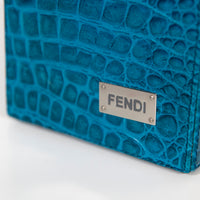 Vase rectangulaire croco plaque argent - Bleu Clair