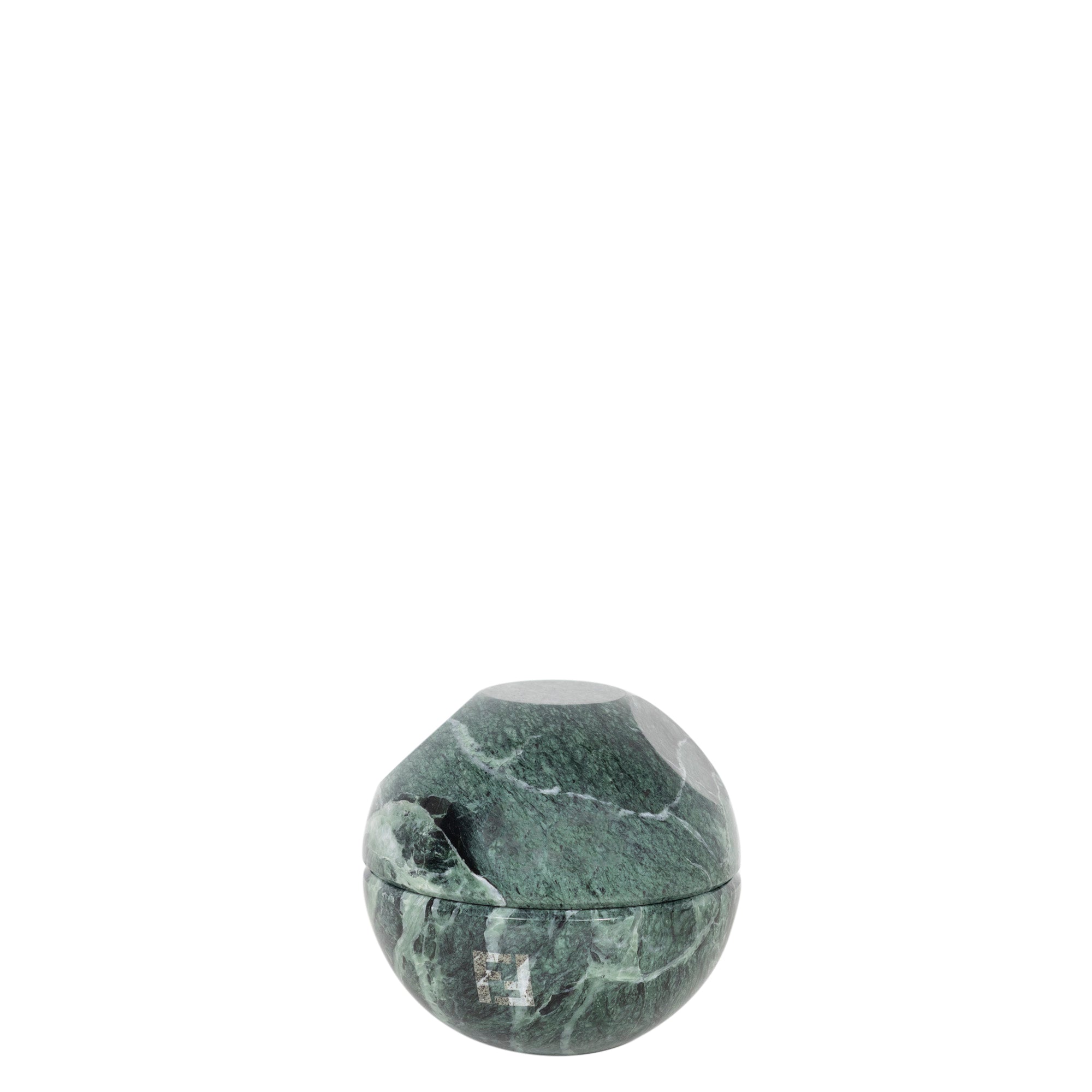 Boîte ronde en marbre à motif marbré - Vert