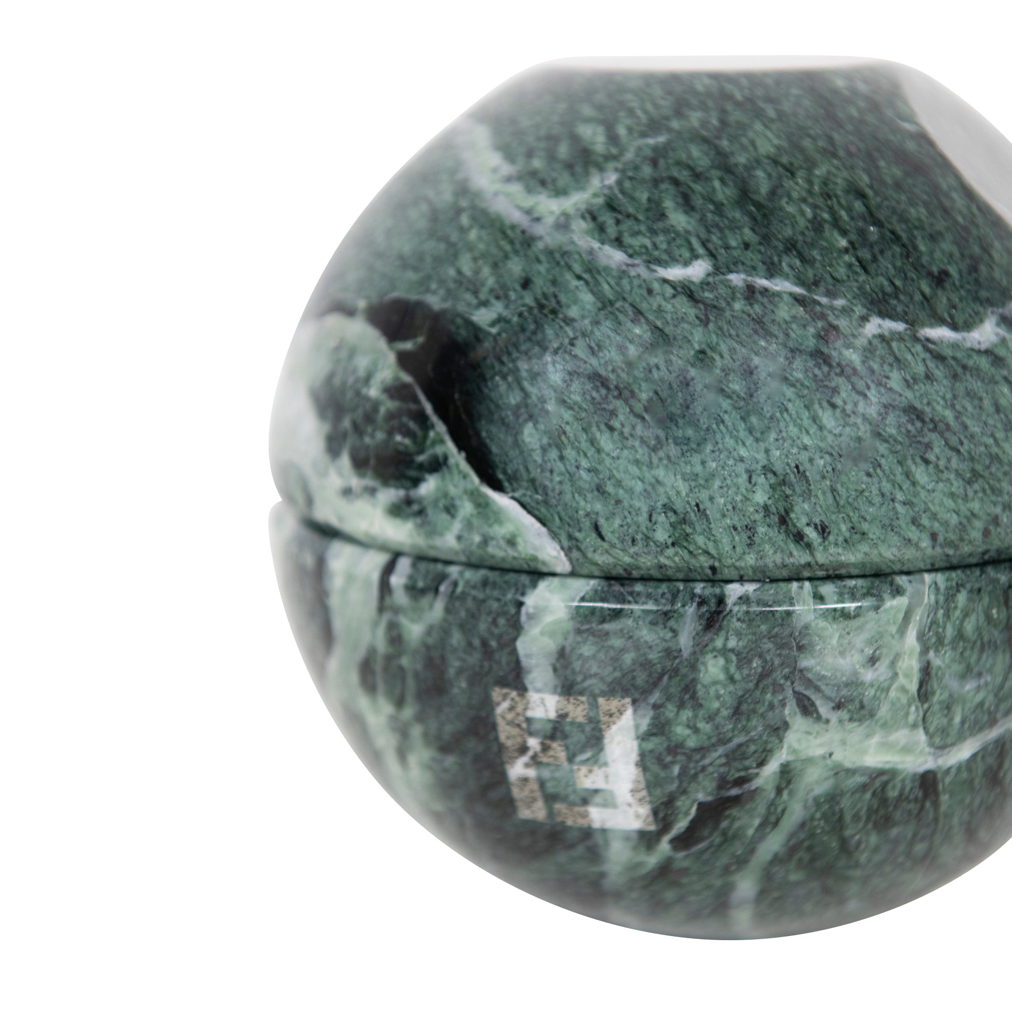 Boîte ronde en marbre à motif marbré - Vert