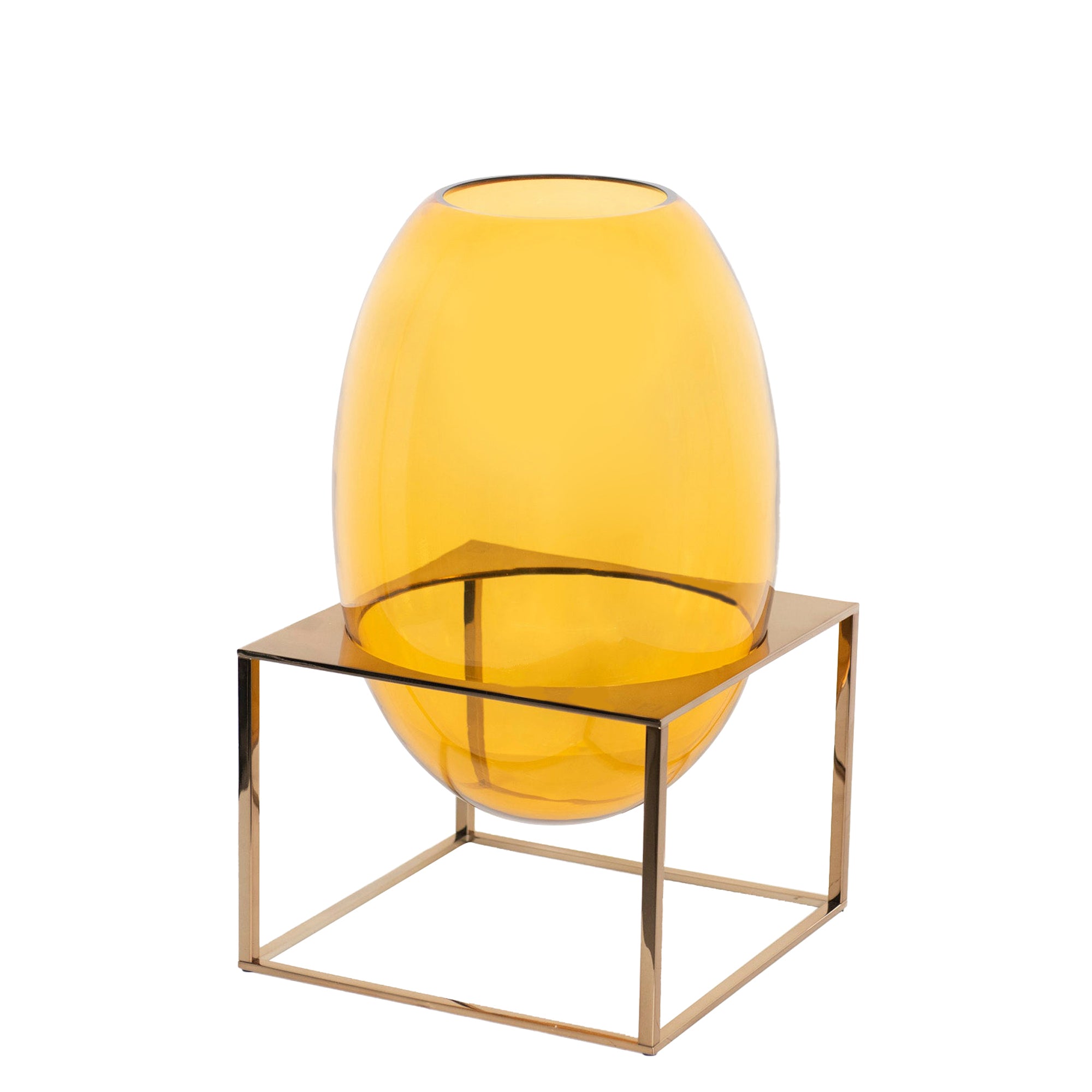 Vase en cristal - Jaune & Bronze