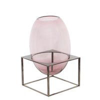 Vase en cristal sur support métal - Rose & Métallisé