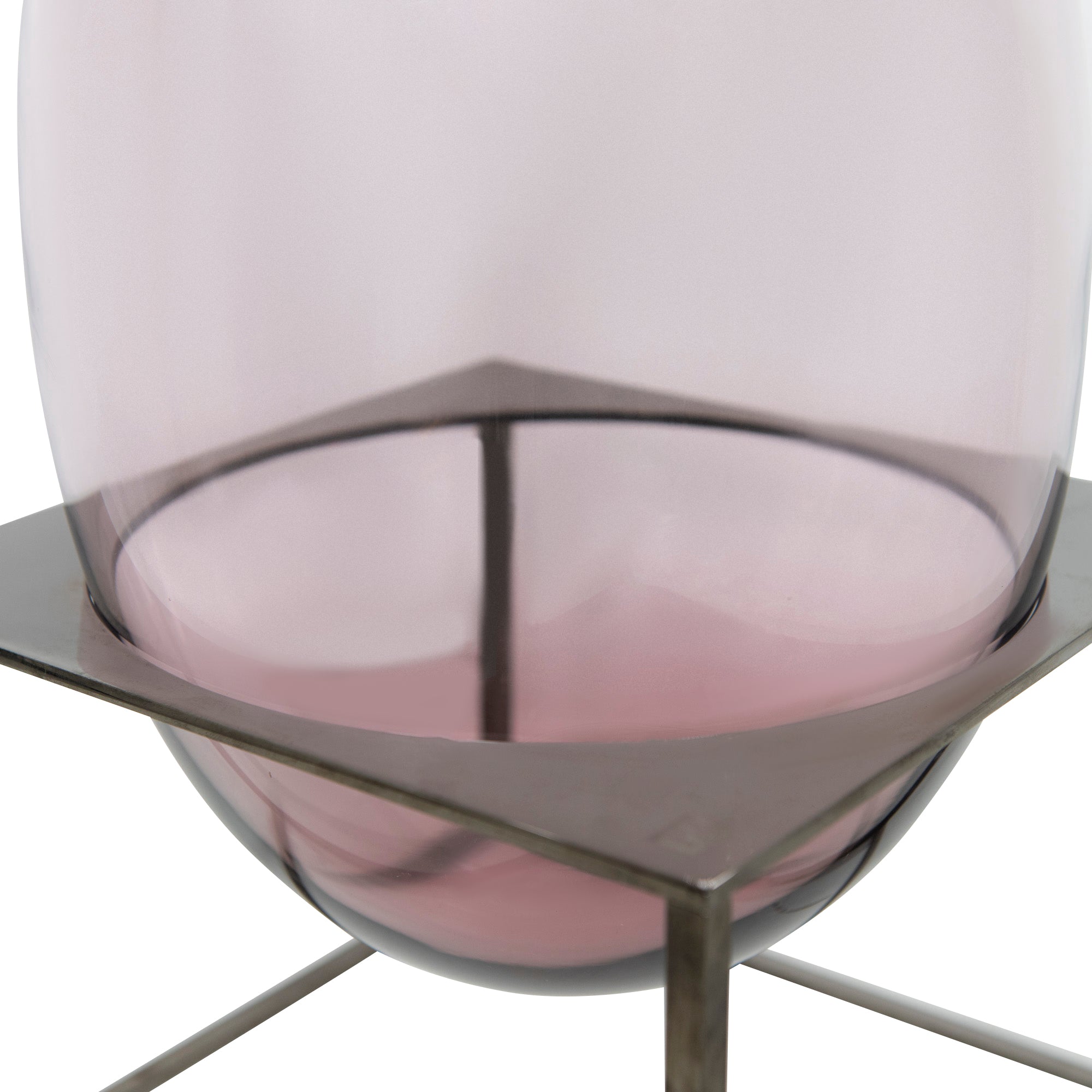 Vase en cristal sur support métal - Rose & Métallisé