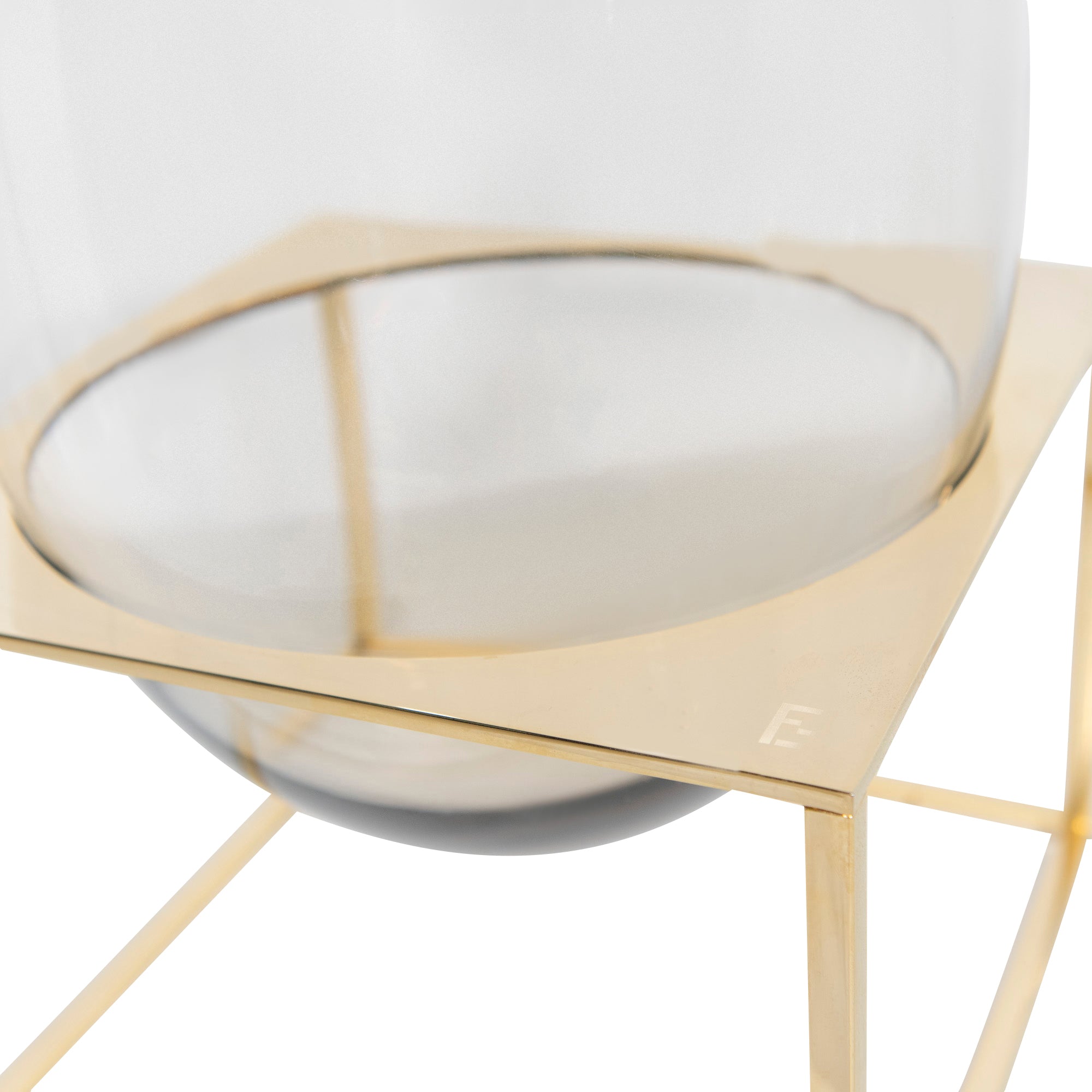 Vase en cristal sur support - Jaune Or