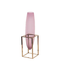 Vase en cristal dans cadre métallique - Lavande