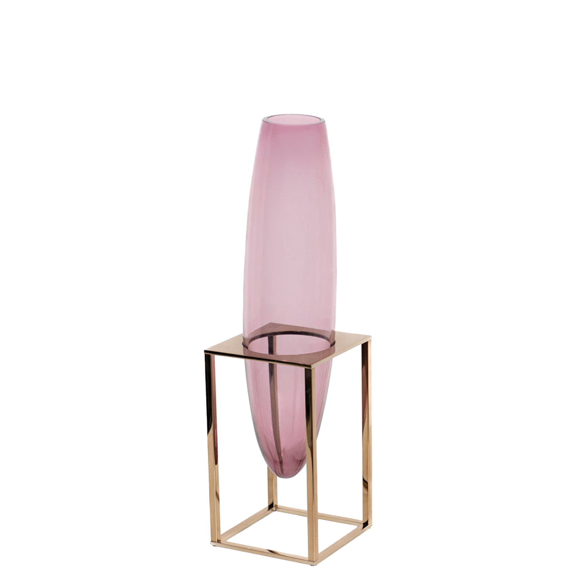 Vase en cristal dans cadre métallique - Lavande