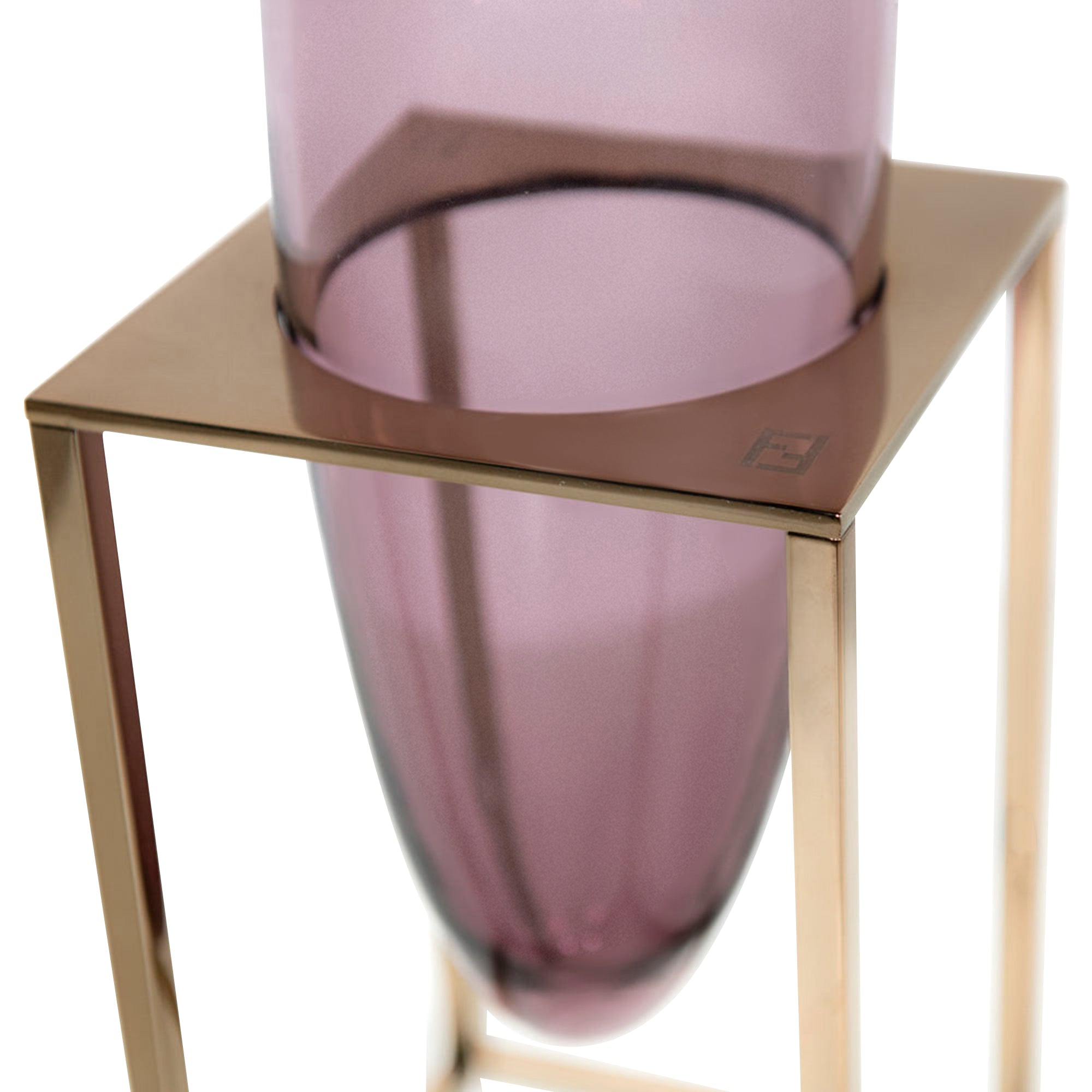 Vase en cristal dans cadre métallique - Lavande