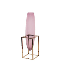 Vase en cristal dans cadre métallique - Lavande