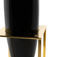 Vase en cristal à support géométrique - Noir & Or