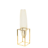 Vase en verre à base métal - Laiton Poli