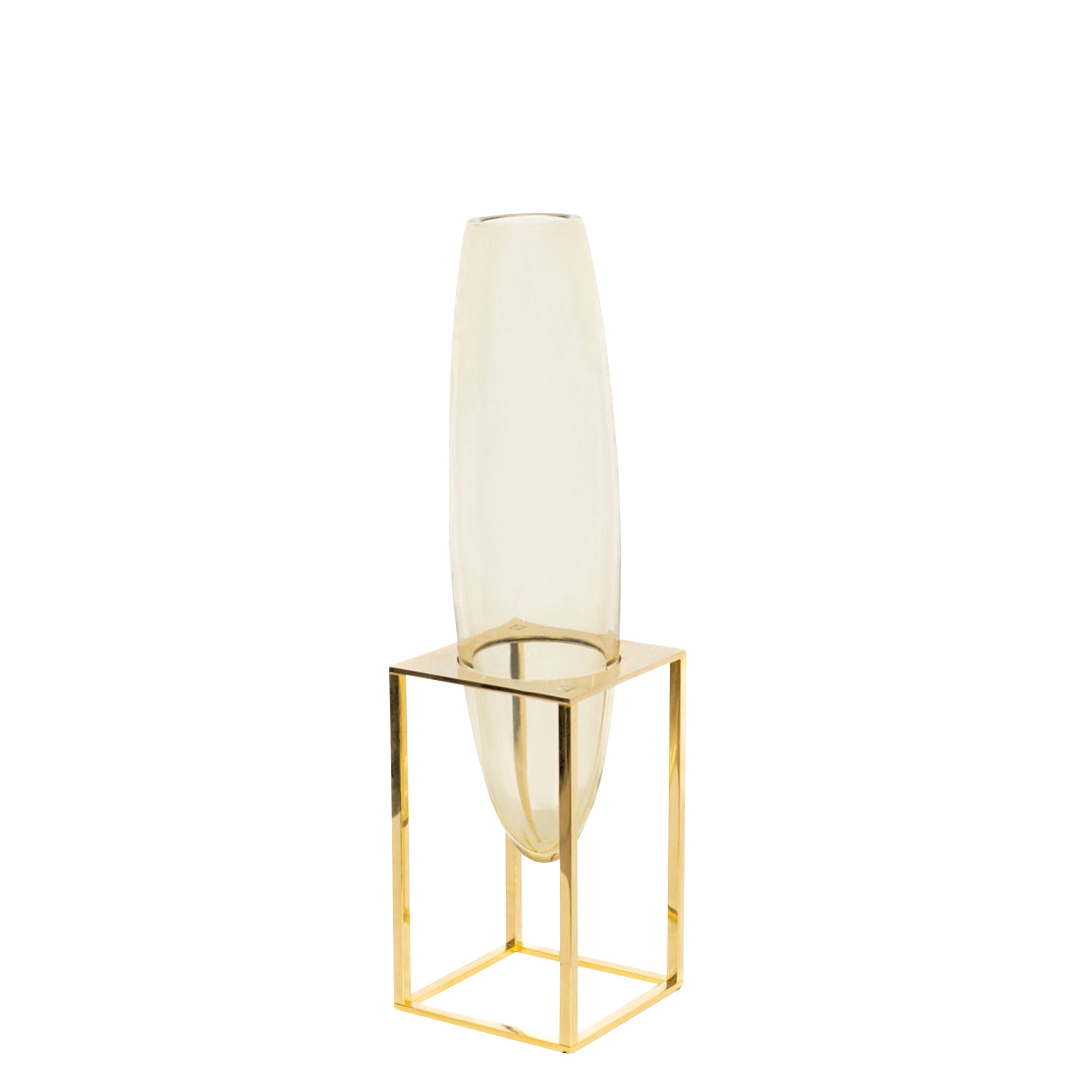 Vase en verre à base métal - Laiton Poli