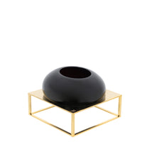 Vase contemporain en cristal sur support - Noir & Or
