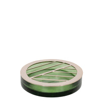 Vase rond en cristal et métal avec barres - Vert & Argent