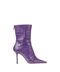 Bottines Agathe mi-hautes à imprimé crocodile 100 en cuir - Cassis