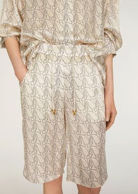 Agoura monogram silk shorts - Cream