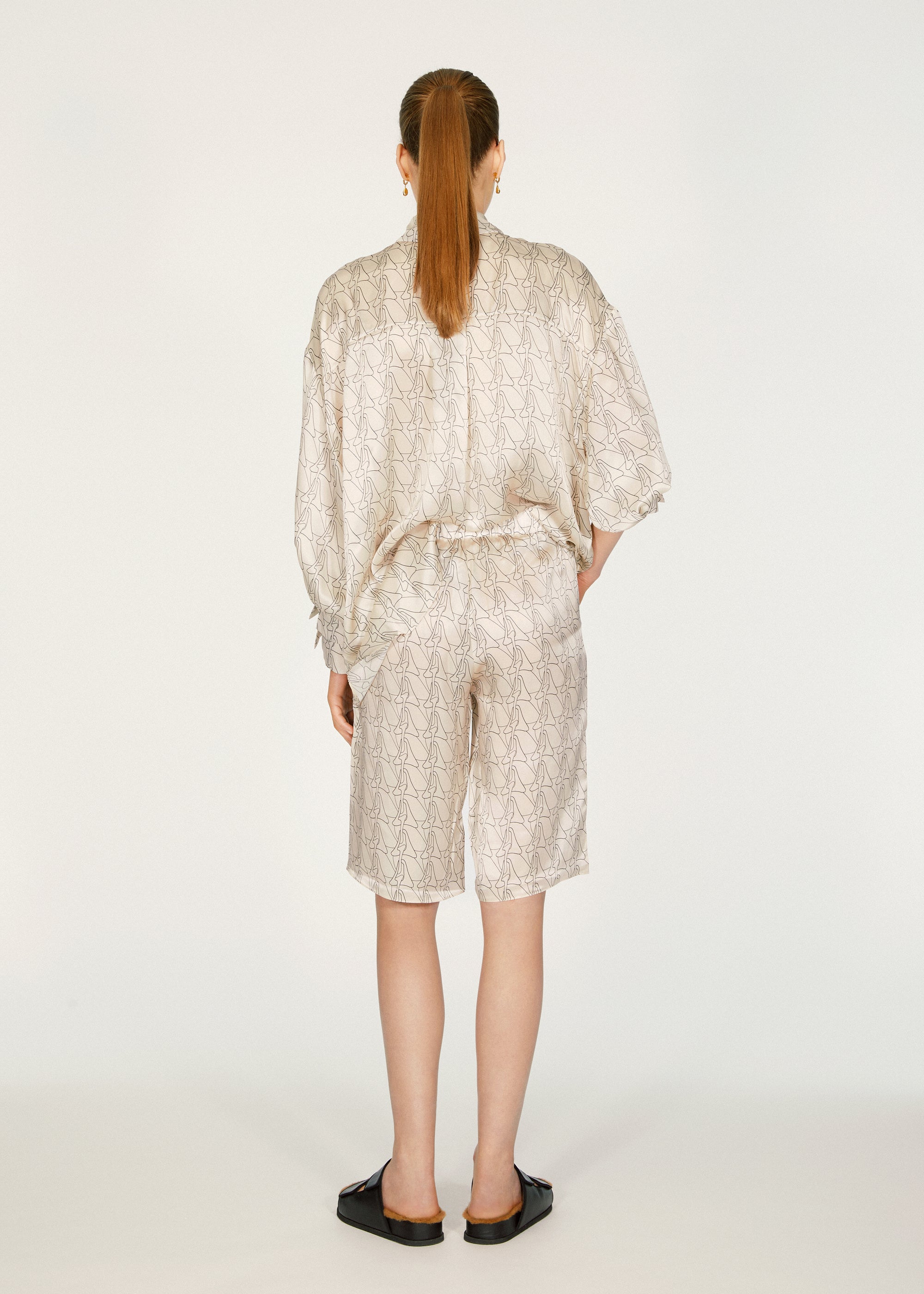 Agoura monogram silk shorts - Cream