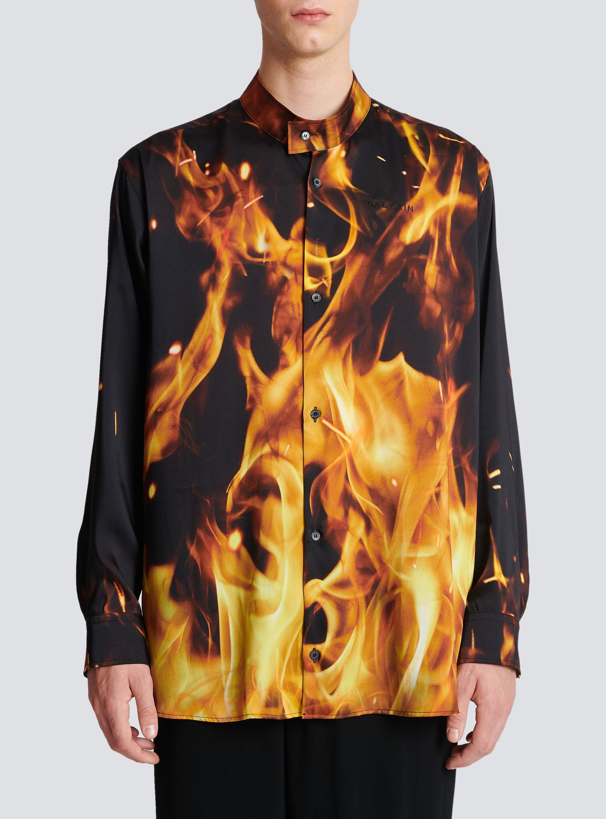 Chemise en twill imprimé Fire - Noir, Jaune Vif & Orange Vif