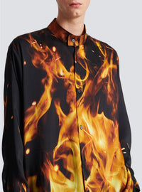 Chemise en twill imprimé Fire - Noir, Jaune Vif & Orange Vif