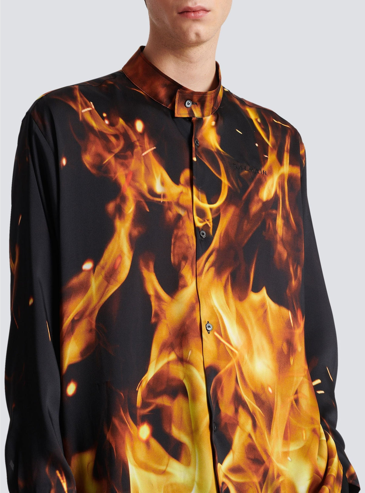 Chemise en twill imprimé Fire - Noir, Jaune Vif & Orange Vif