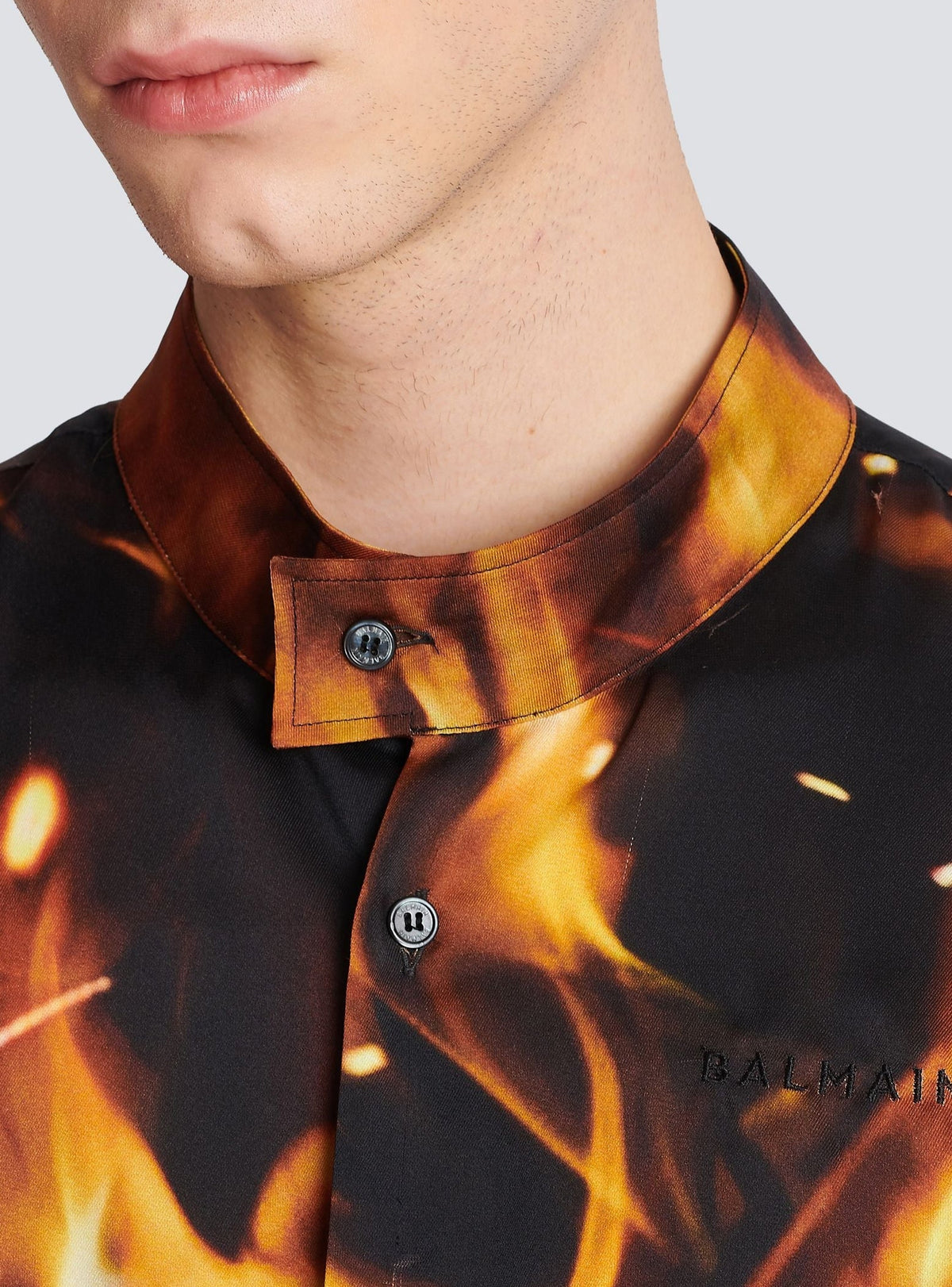 Chemise en twill imprimé Fire - Noir, Jaune Vif & Orange Vif