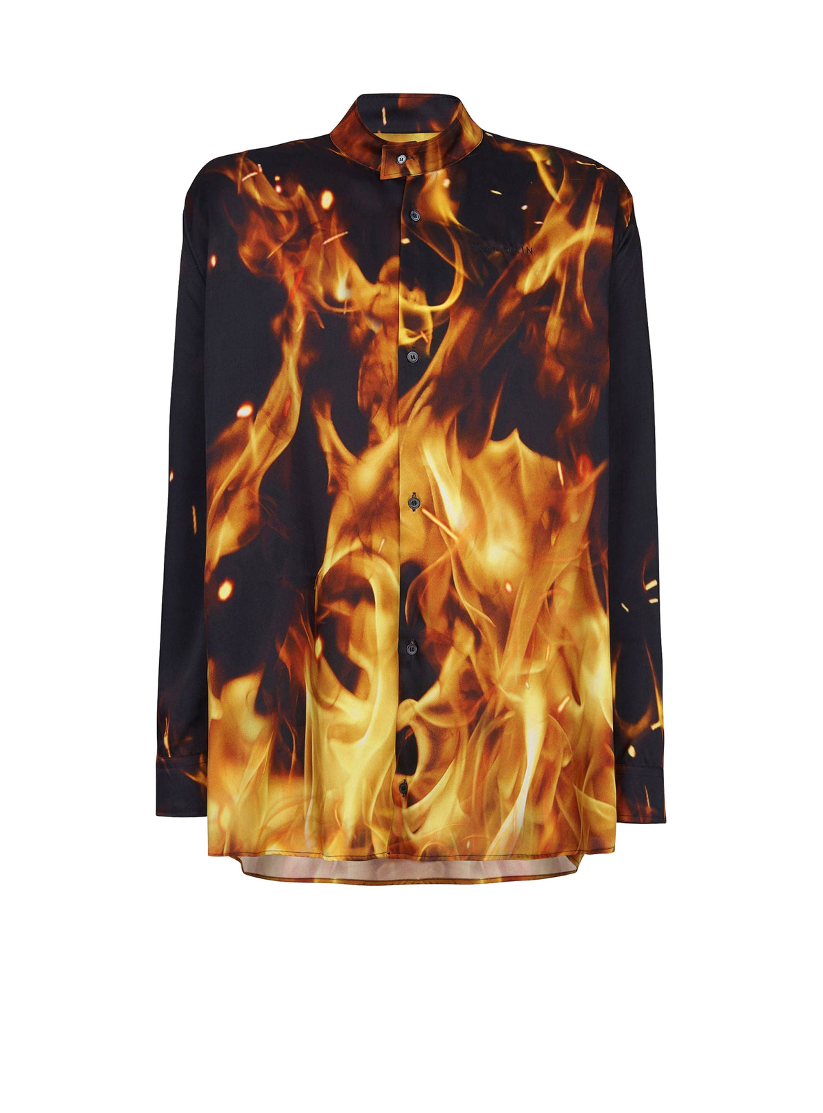 Fire print shirt - Black & Bright Yellow & Bright Orange