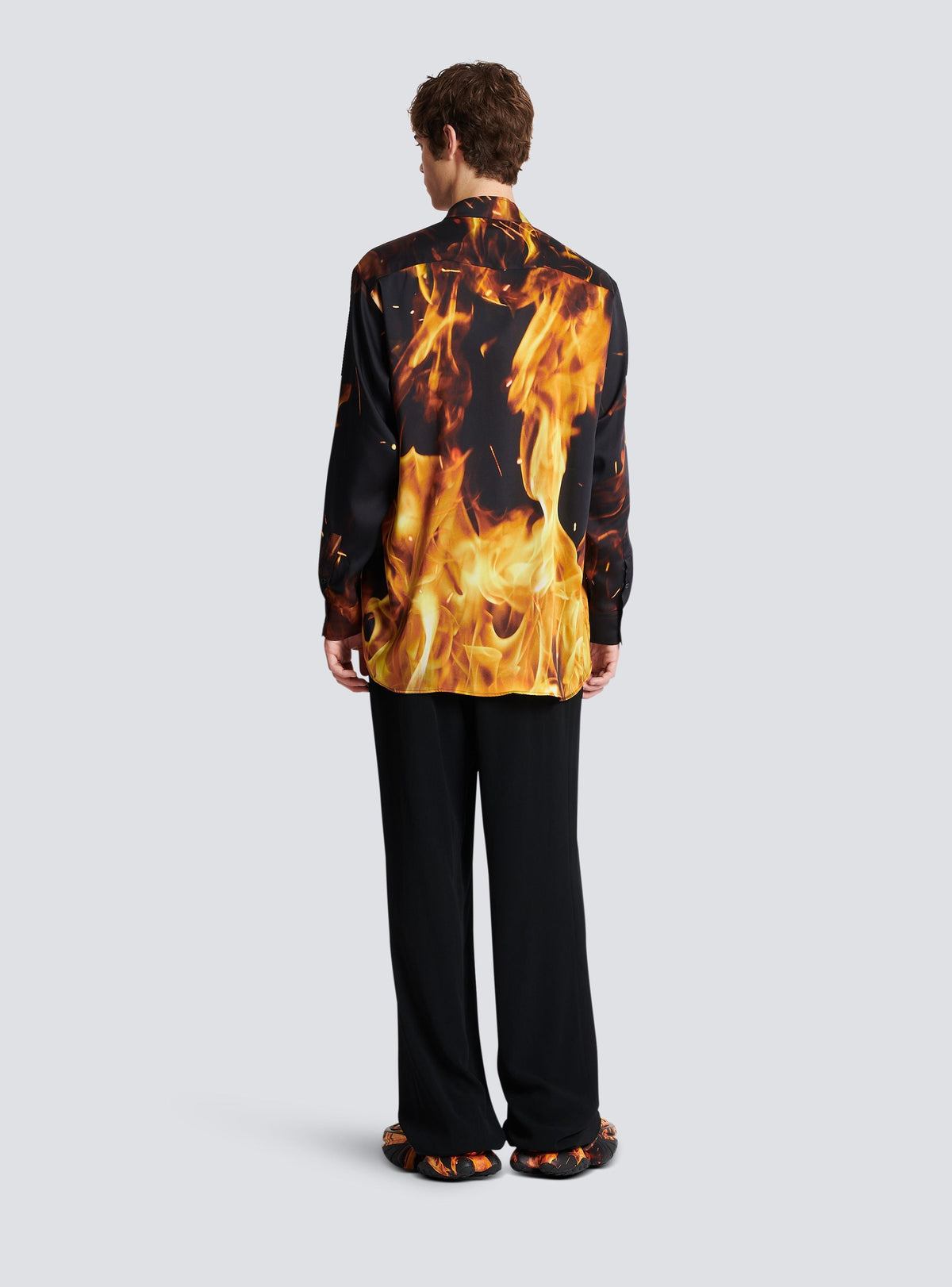 Chemise en twill imprimé Fire - Noir, Jaune Vif & Orange Vif