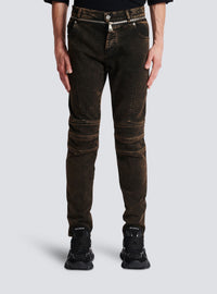 Jean coupe slim à ceinture zippée - Noir & Taupe
