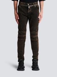 Jean coupe slim à ceinture zippée - Noir & Taupe