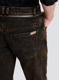 Jean coupe slim à ceinture zippée - Noir & Taupe