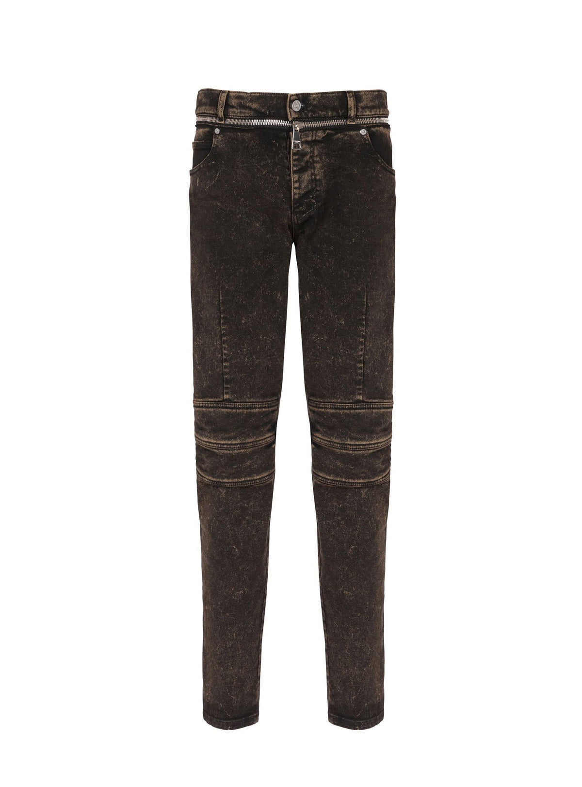 Jean coupe slim à ceinture zippée - Noir & Taupe