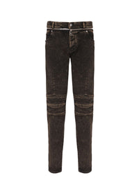 Jean coupe slim à ceinture zippée - Noir & Taupe