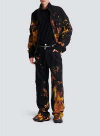Jean à empiècements imprimé Fire - Noir, Jaune Vif & Orange Vif