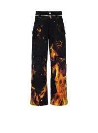 Jean à empiècements imprimé Fire - Noir, Jaune Vif & Orange Vif
