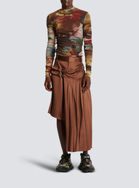 Short kilt en satin plissé - Marron