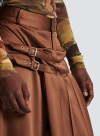 Short kilt en satin plissé - Marron