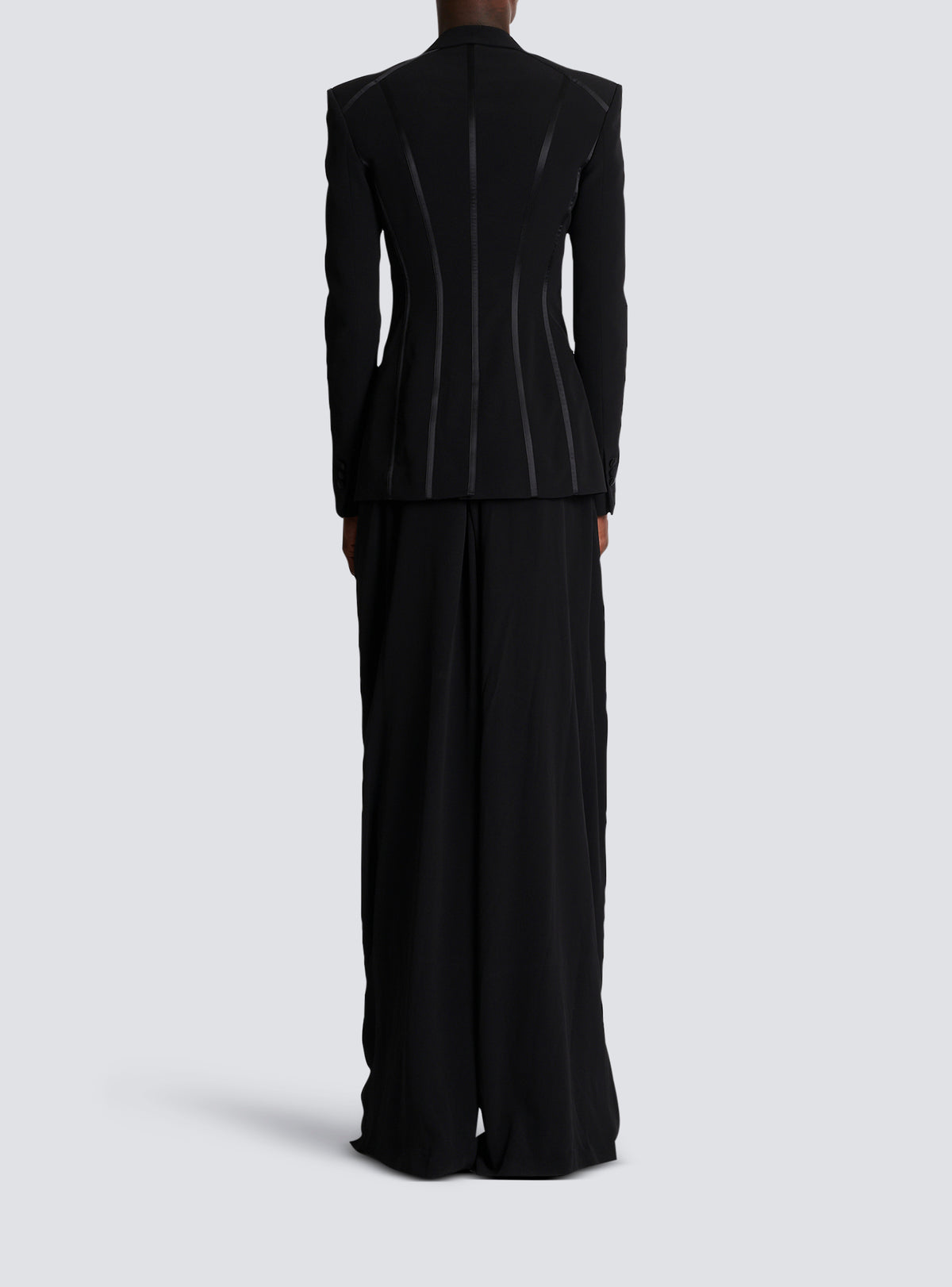 Veste en crêpe à simple boutonnage - Noir & Noir