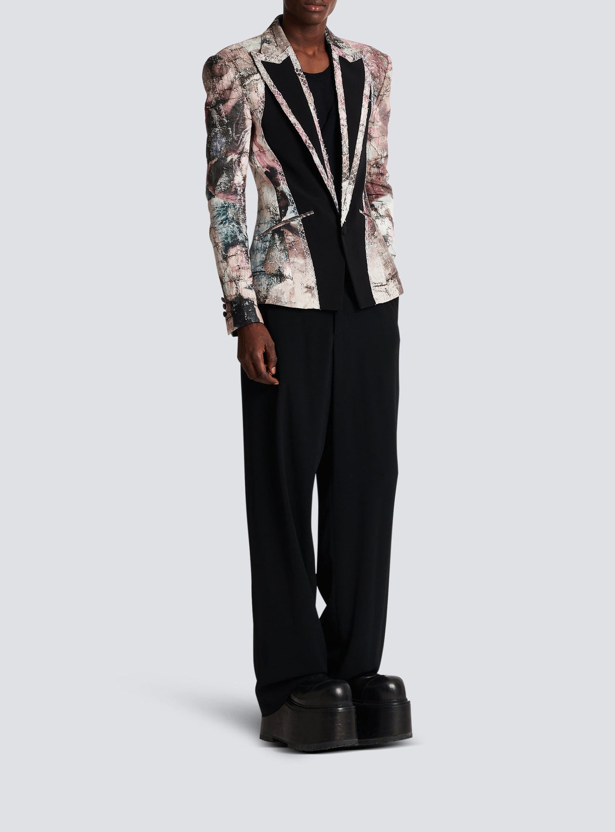 Linen panelled jacket - Pastel Multicolour & Black
